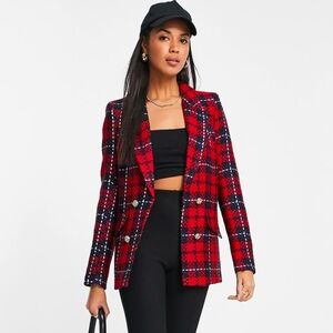 River Island Tartan Boucle Blazer